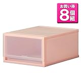 《8個セット》 収納ケース PLUST MILKY（プラスト ミルキー）PH3401 １段 幅34×奥行45×高さ20.5cm (ピンク(PK))