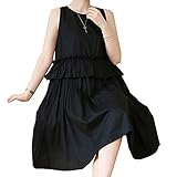 (マーシェル) Marshel マタニティ ワンピース ノースリーブ 産前 産後 長く使える おしゃれ 妊婦服 ブラック XL