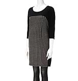 犬印本舗　千鳥柄７分袖切替ワンピース　授乳服　Ｍ-Ｌ　グレー