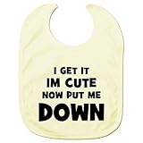 Baby Girl's Im Cute Now Put Me Down Babies Bib One Size Yellow by BANG TIDY CLOTHING