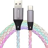 AsiaResource USB 光る充電ケーブル Type-A to Type-C 1ｍ【6ヶ月間保証付き】急速充電 車用充電ケーブル ゲーミング 高耐久 データ転送 USBケーブル ギフト プレゼント 在宅勤務 (オーロラ) アジアリソース