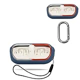 【KONXISA】For 水月雨 MOONDROP PILL 用 ケース カバー シリコン素材 耐衝撃 防水防塵 ウォッシャブル （カラビナ付き+ストラップ付き ） 着用しやすい 装着充電可能 持ち運びがしやすい（ブルー）