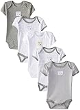 Burt's Bees Baby （バーツビーズベビー） 男の子 半袖肌着 ボディースーツ お着換え下着5枚セット オーガニックコットン100% (3-6ヶ月 (61-69cm), グレイ)