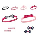 Hudson Baby Girls 10パックヘッドバンドとクリップヘアセットネイビー&ピンク