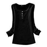 Plus Nao(プラスナオ) 裏起毛 シンプル 無地 ヘンリーネック Ｔシャツ カットソー プルオーバー 長袖 レディース トップス あったか 防寒対 - 黒