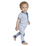 Baby Deedee Short Sleeve 1 Piece Footless Romper Pajama, Heather Blue, 6-12 Months by baby deedee