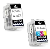 【unique-ink】BC-365/366XL 互換インクカートリッジキャノン Canon用 インク 詰め替えインク【 BC-365 BK×1】+【 BC-366XLC×1】PIXUS TS3530 プリンター