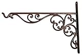 Large Ornate Rustic Cast Iron Hanging Basket Bracket Antique Wall Planters 36cm