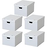 東洋ケース A4収納ボックス 5個組 幅33×奥行43×高さ26cm 段ボール収納 ファイル 書類 収納 ケース 日本製 (ホワイト)