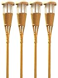 Newhouse Lighting Solar Flickering LED Tiki Torches Bamboo Finish 4-Pack [並行輸入品]
