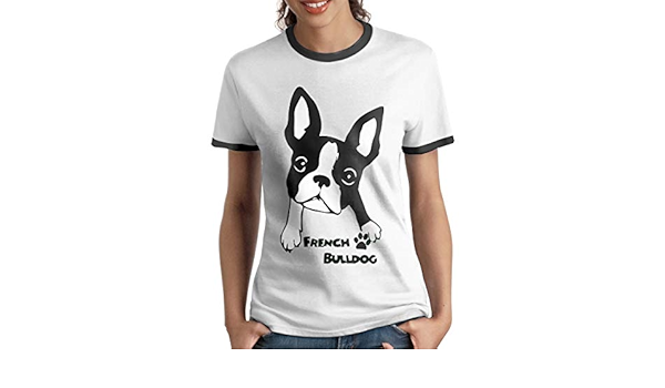 Amazon Co Jp ゆるキャラ フレンチブルドッグ 癒しアート 萌え犬 爽やか黒白 Tシャツ ラグラン 女性 半袖 丸首 通気性 シンプル サラリーマン スポーツ 夏 ファション ファッション