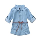 (ラランドリー) Laraandlory 子供服　女の子 デニム シャツ ワンピース 長袖 ベルト付き 可愛い 入学式 誕生日　秋冬春 (90/2-3 歳)