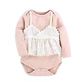ベビー 子供服 女の子 カバーオール 長袖 可愛い レース 綿 ボディスーツ 赤ちゃん 普段着 カジュアル 秋 冬 (ピンク, 66)