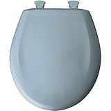 Round Closed Front Plastic Toilet Seat with Cover, Cerulean Blue [並行輸入品]