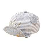 Petit Bella ベビー お出かけ帽子 キャップ 春夏 日焼け防止 ストライプ柄 クラウン コットン １－２歳 グレー