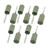 uxcell ゴム砥石 軸付砥石 軸付ポイントマウント 12mm x 20mm 研磨材 金属 グリーン シルバートーン