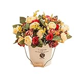 特別なシミュレーション植物人工イエローローズ装飾鉢植え