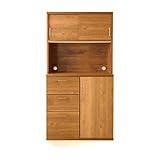 LOWYA （ロウヤ） 〈国産〉食器棚 キッチン収納 木目調 選べる6タイプ 広々スペース 蒸気吸収モイス付き 可動棚 アンティーク風 タイプB+C 幅96cm ナチュラル おしゃれ