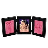 Babyprintフレーム記念品 – -新生児赤ちゃん手&足印刷写真フレーム、画像フレーム3折りたたみ時ベビーシャワーのギフト、ギフト新しいMom、部屋デスクトップ装飾、Preniumクレイ木製フレー