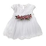 ベビーガールズ　プリンセス　ドレス　赤ちゃん　女の子　無袖　パーティー　結婚式　ワンピース (6-12m, ホワイト)