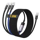 4イン1 ユニバーサル電話充電ケーブル - 1.8m/6フィート ナイロン