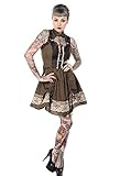 Banned Clothing - Brown Black Striped Steampunk Mini Dress M / Brown