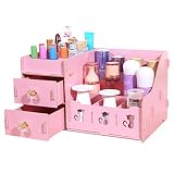 ストレージボックスドレッシングテーブル木製化粧品仕上げボックス ( 色 : Pink B )