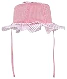 GEMVIE ベビー ハット 女の子 女児 可愛い 帽子 ストライプ柄 紐付き サンバイザーハット キッズ つば広 帽子 日除け UVカット バラ色