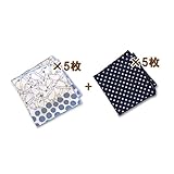 ミニガーゼハンカチ布ティッシュ「10枚セット」 (ペンギン×ネイビードット)