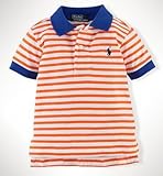 Ralph Lauren（ラルフ ローレン） ボーダー  コットン　ポロシャツ 半袖（水色・オレンジ色・紺色・緑色）【月齢：1歳-2歳】（並行輸入品） (12M（1歳）, オレンジ色)