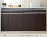 【日本製・完成品】 カウンター下収納 上段引出しタイプ 幅60/90/120×奥行29.5×高さ89ｃｍ　鏡面ホワイト/木目ダークブラウン 突っ張り棒付 ＦＡＸ台 (ダークブラウン, 120H)