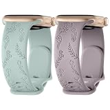 YGTBSR コンパチブル Apple Watch バンド 2024最新デザインフラワー彫刻バンド アップルウォッチバンド Apple Watch ベルト シリコン製 スポーツバンド Apple Watch Series 9 8 Ultra 7 6 5 4 SE 3 2 1に対応 49mm 45mm 44mm 42mm 41mm 40mm 38mm (42mm/44mm/45mm/49mm, ラベンダー/ライトグリーン)