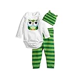 Lovoski キッズ　可愛い　コットン　スリーピース　スーツ　帽子　シャツ　パンツ　3点セット　全3サイズ5パタン - フクロウ, 80センチメートル