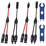 GTIWUNG 2組 MC4 コネクター(Y字型) ソーラーパネル専用 MMF + FFM ブランチ Y型並列MC4コネクター MC4コネクター ソーラーパネル 接続ケーブル用 MC4型コネクター (オス・メス) MC4コネクタ 取り付けレンチ 2本