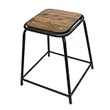 店舗業務用【アイアン家具】スタッキング スツール 48cm 椅子 木製 ウッド座面 ヴィンテージ・ブラック カフェ