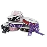 Pink Polka dot Organza Pull Bow Ribbon 23mm - 33pcs by Miss Bo Peep