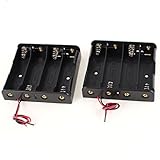 SODIAL(R)2個 黒いプラスチックのバッテリーホルダーケースとワイヤー 4 x 18650 14.8V用