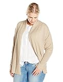 Jason Maxwell Women's Plus-Size Rack Stitch Turnback Collar Cardigan Sweater Simply Taupe 1X [並行輸入品]