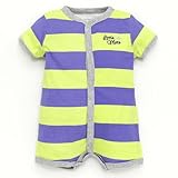 Carter's (カーターズ) フロントスナップ ロンパース ボーダー 黄×紫 9m [並行輸入品]