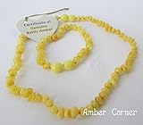 Baltic Amber Baby Teething Child Bracelet and Necklace Set Polished Rounded Beads Butterscotch By Am