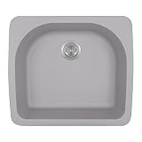 Mr Direct t824 Topmount DシェイプシングルボウルTrugraniteキッチンシンク 25" x 22" x 8 1/4" T824-S 1