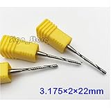 3 ピース hq超硬エンドミル シングルフルートスパイラル cnc ルータービット 1/8 '3.175 ミリメートル x2x22mm