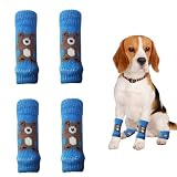 犬 レッグウォーマー 4点セット 犬ソックス 可愛い おしゃれ 柔らかい 猫 犬 ペット用 レッグソックス レッグカバー 関節プロテクター 関節保護 傷保護 防寒 舐め防止 けが予防 汚れ防止 小型犬 中型犬 4色 (ブルー, S：0.5kg~2kg)