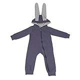 Bestjpshop 子供服　ベビー服　　長袖 　可愛い　大きな耳のウサギ　幼児　赤ちゃん　新生児パジャマ　ロンパース　カバーオール　出産祝い/プレゼント　春秋　フード付き　ジッパー　グレー