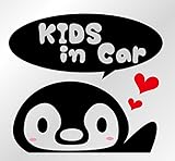 ペンギン柄ドライブサイン カッティングステッカー (KIDS, 黒)