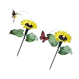Perfk 人工蝶　鳥の装飾　ソーラー　羽ばたき　ステーク　2個　フラワー　アウトドア　ガーデニング　小道具