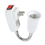 SODIAL E27レセプタクルアダプタ、アメリカンプラグ、スイッチ式拡張電球ランプホルダーコンバータのオン/オフスイッチ付