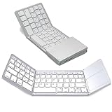 キーボード Bluetooth 折り畳み式 タッチパッド付き ワイヤレス キーボード 持ち運び 軽量 3台デバイス切替接続可能 Win/Mac/iOS/Android対応 ポータブル折りたたみキーボード (シルバー)