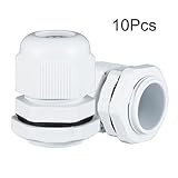uxcell ケーブルグランド ナイロン製ホワイト PG13 TRS 6mm-12mmワイヤ径 10個入り