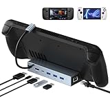 Steam デッキ用ドッキングステーション、KOZYC USB-C ドック 6-IN-1 USB C ハブ ドッキングステーション 、HDMI 4K 60Hz、1Gbps RJ45 イーサネット、USB 3.0 5Gbps ポート 3 つ、Stream Deck/Rog Ally/Legion Go用の100W充電USB-Cポートを搭載